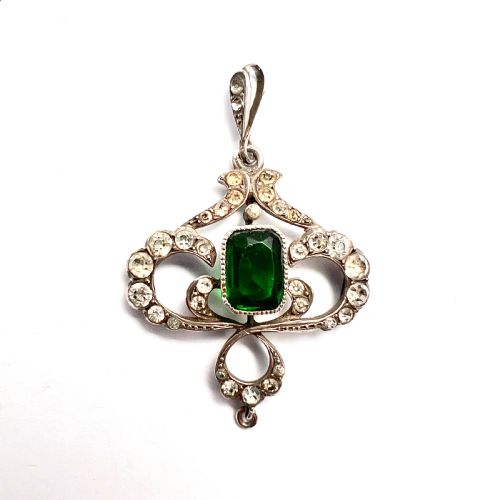 fig 2. Art Nouveau Edwardian Silver Emerald Paste Pendant