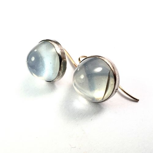 fig 1. Antique Arts and Crafts Sugarloaf Moonstone Cabochon Earrings