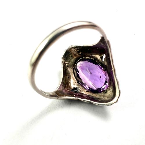 fig 2. 1930s Amethyst Marcasite Silver Cocktail Ring