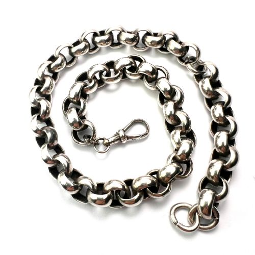 fig 1. Victorian Chunky Silver Chain Choker Necklace/Bracelet with Dog Clip