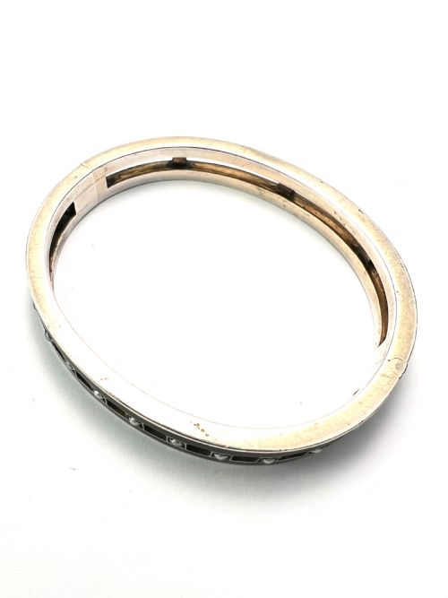 AUSTROHUNGARIAN SILVER ENAMEL AND PEARL HINGED BANGLE - ADDITIONAL PHOTO 4