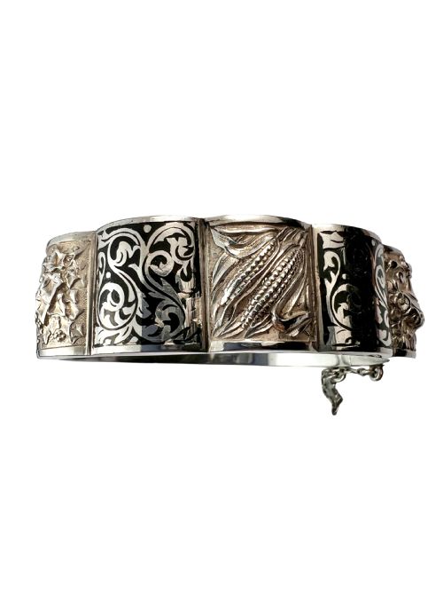 VINTAGE SILVER PORTUGUESE HINGED CUFF BANGLE BY TOPAZIO - ADDITIONAL PHOTO 1