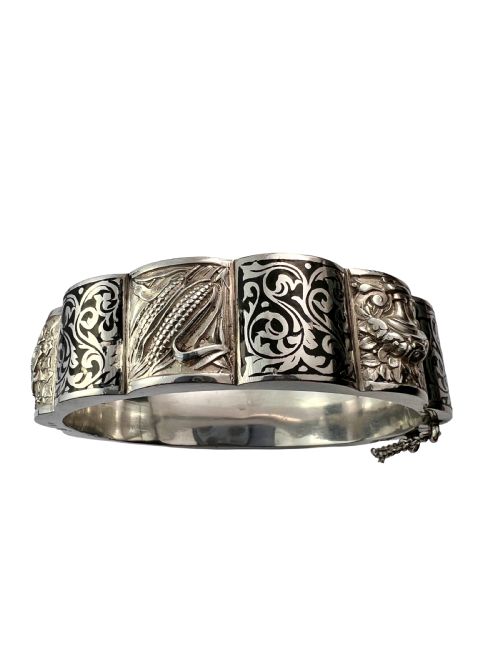 VINTAGE SILVER PORTUGUESE HINGED CUFF BANGLE BY TOPAZIO - ADDITIONAL PHOTO 5