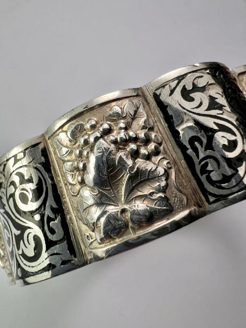 VINTAGE SILVER PORTUGUESE HINGED CUFF BANGLE BY TOPAZIO - ADDITIONAL PHOTO 11