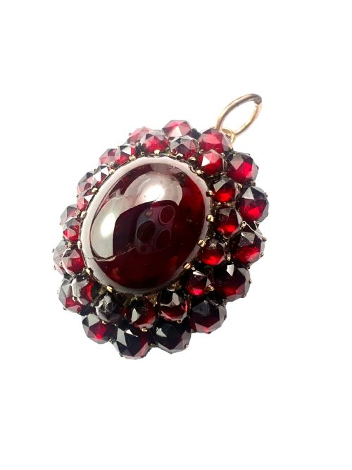 fig 1. Large Victorian Garnet Cluster Pendant