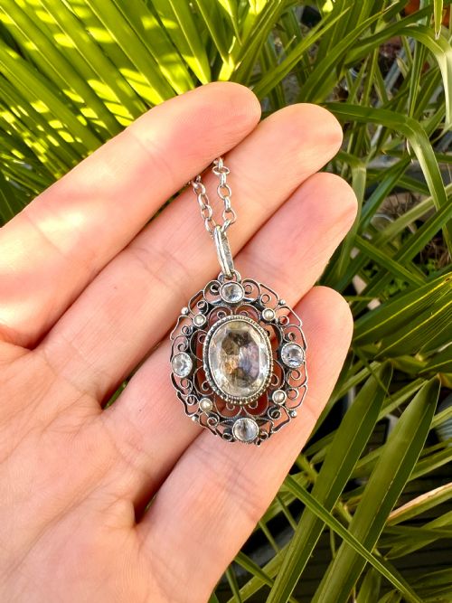 ANTIQUE SILVER FILIGREE SECRET LOCKET PENDANT - ADDITIONAL PHOTO 9