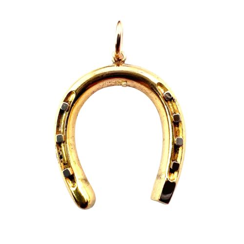 Large Antique Vintage 9ct Gold Horseshoe Pendant