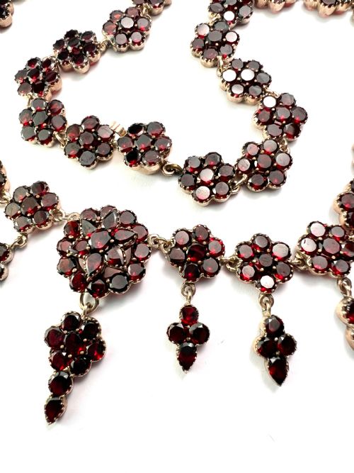 fig 1. Antique 19th Century French Garnet Cluster Chandelier Necklace