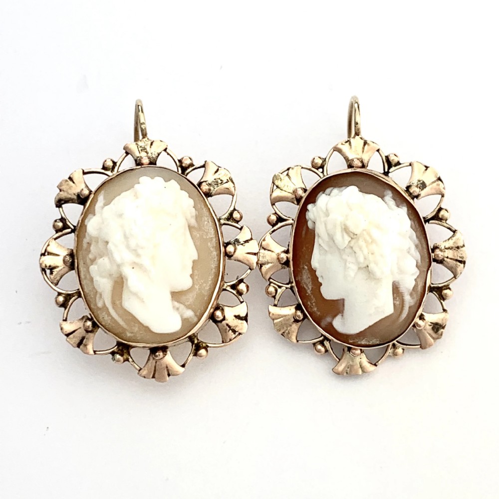 RESERVED for I • Victorian Rose Gold Cameo Earrings