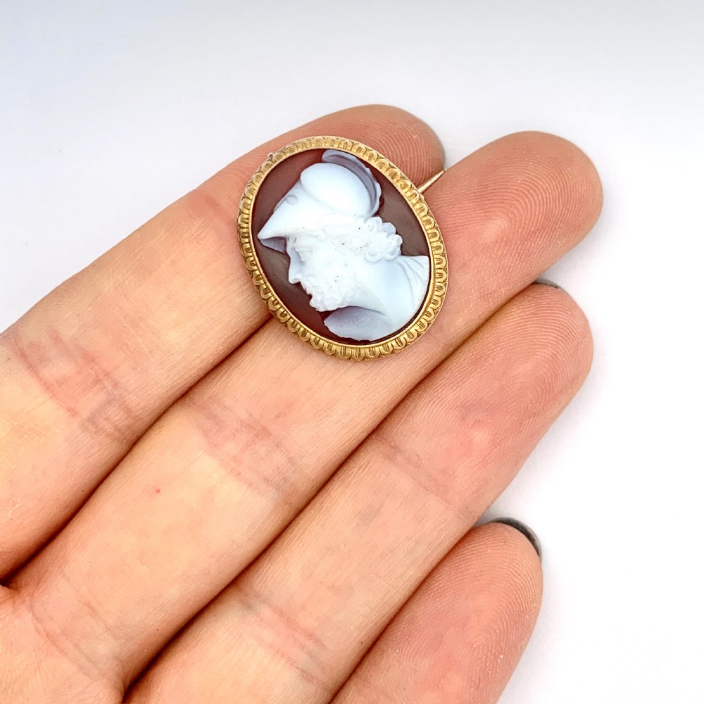 Victorian 9CT Gold Hardstone Ajax Cameo Brooch View II