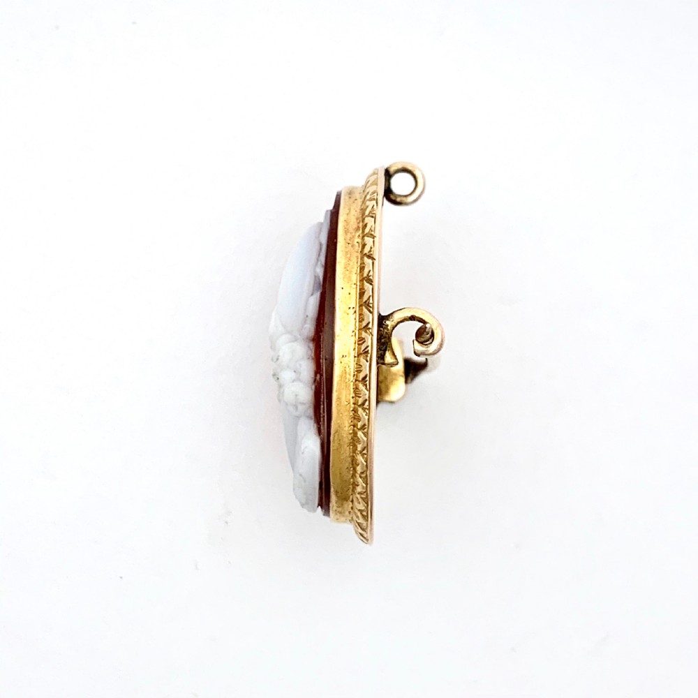 Victorian 9CT Gold Hardstone Ajax Cameo Brooch View VIII