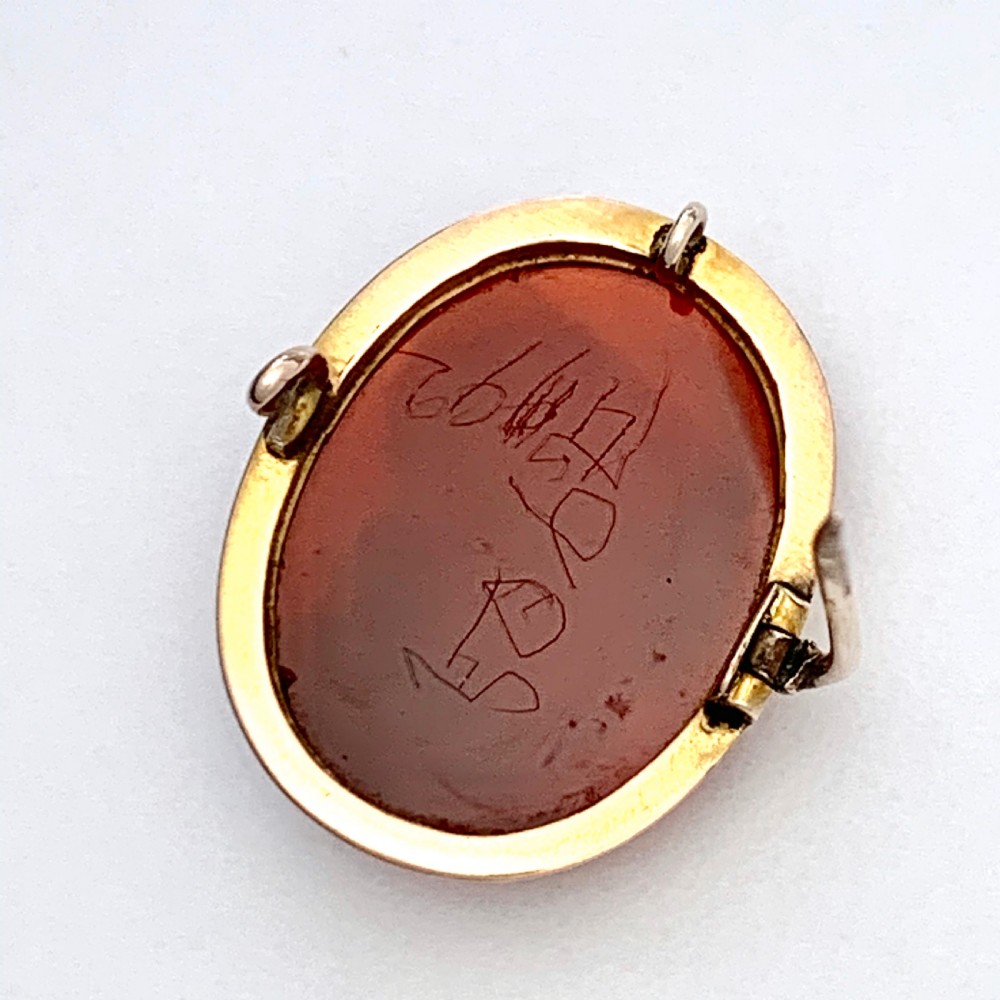 Victorian 9CT Gold Hardstone Ajax Cameo Brooch View IX