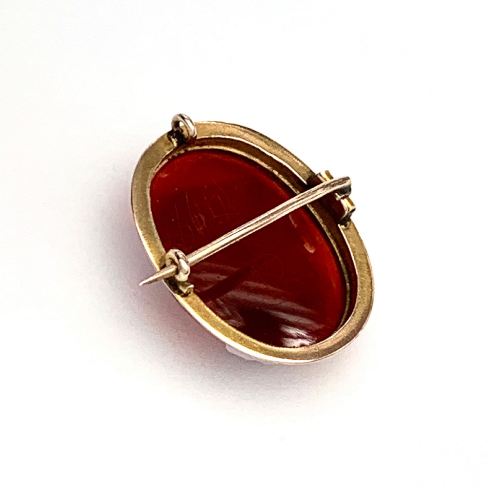 Victorian 9CT Gold Hardstone Ajax Cameo Brooch View X