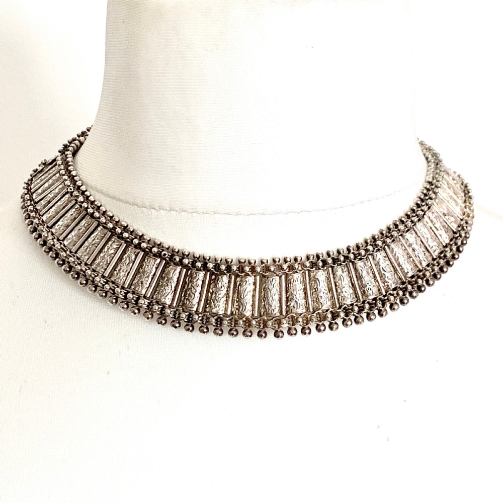 Victorian Sterling Silver Collar Necklace View IX