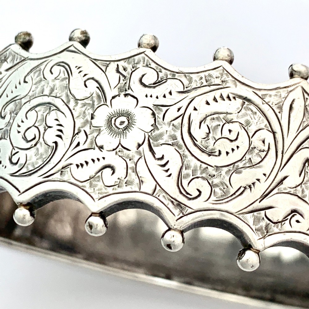 RESERVED for RF • Victorian Sterling Silver Hinged Bangle View II
