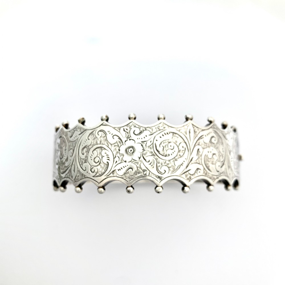 RESERVED for RF • Victorian Sterling Silver Hinged Bangle View III