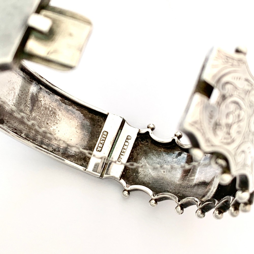 RESERVED for RF • Victorian Sterling Silver Hinged Bangle View VII
