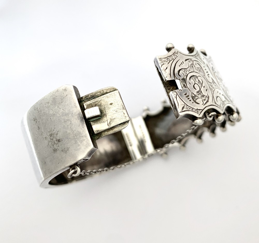 RESERVED for RF • Victorian Sterling Silver Hinged Bangle View VIII