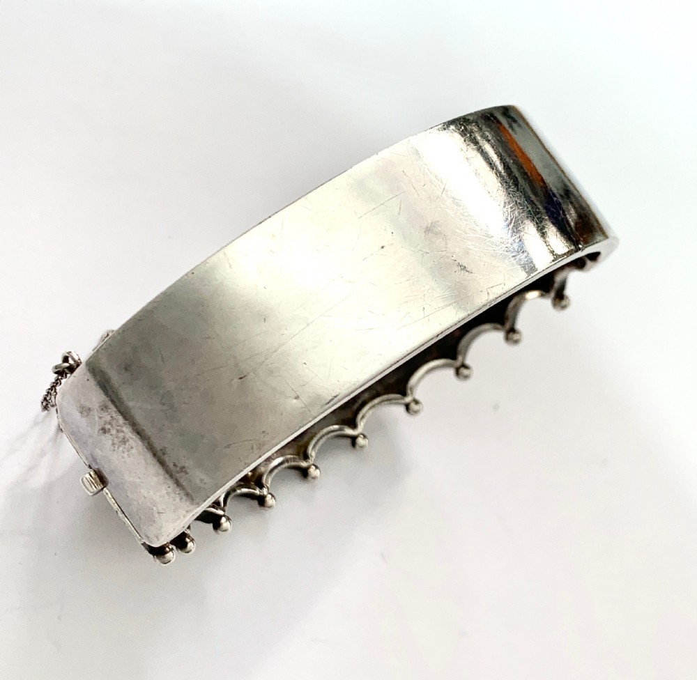 RESERVED for RF • Victorian Sterling Silver Hinged Bangle View X