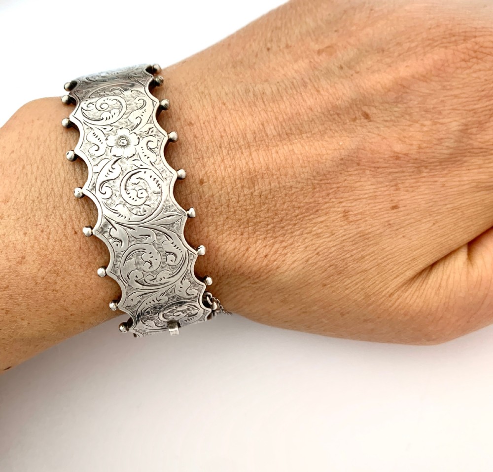 RESERVED for RF • Victorian Sterling Silver Hinged Bangle View XI