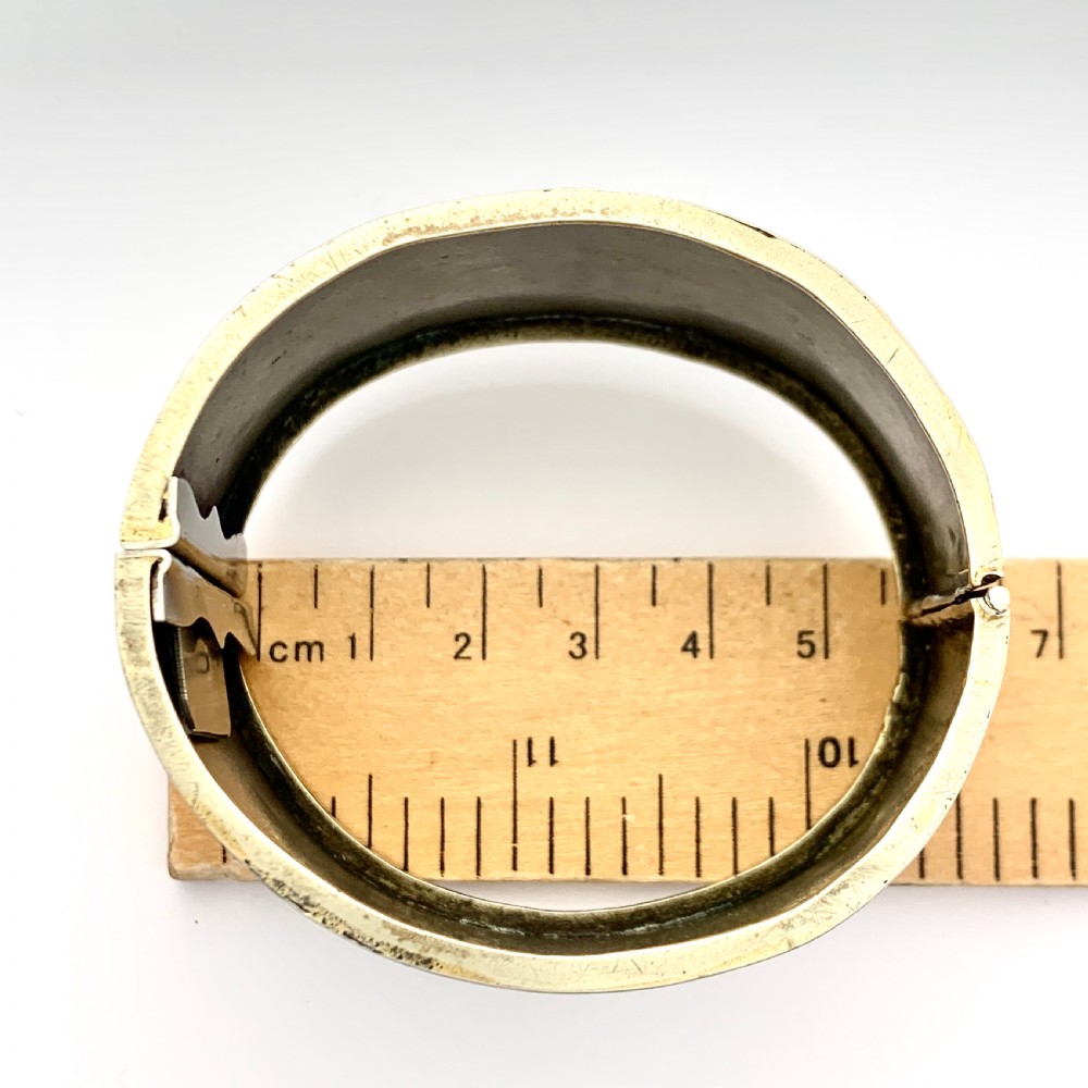 Victorian Wide Silver Hinged Bangle View VI