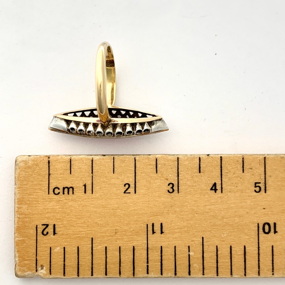 Victorian Ruby and Diamond Gold Navette Ring View IX