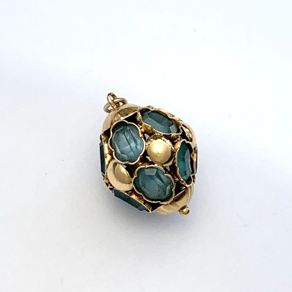 Blue Topaz 9CT Gold Venetian Fob Charm Pendant View V