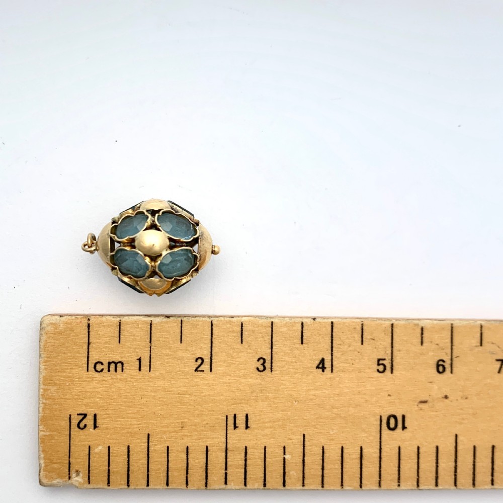 Blue Topaz 9CT Gold Venetian Fob Charm Pendant View VI