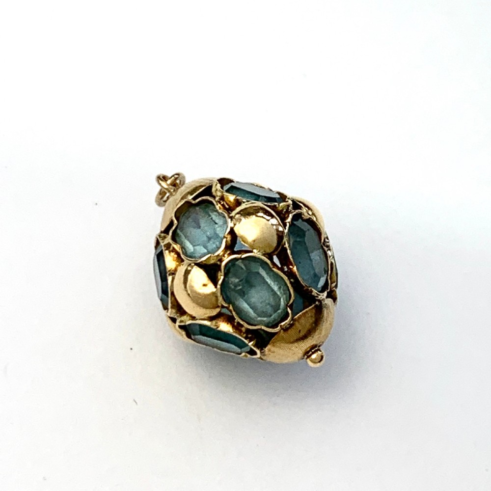 Blue Topaz 9CT Gold Venetian Fob Charm Pendant View VII