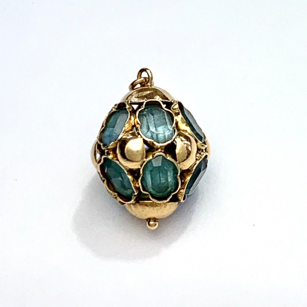 Blue Topaz 9CT Gold Venetian Fob Charm Pendant View VIII