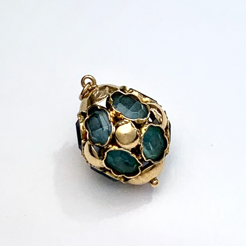 Blue Topaz 9CT Gold Venetian Fob Charm Pendant View IX