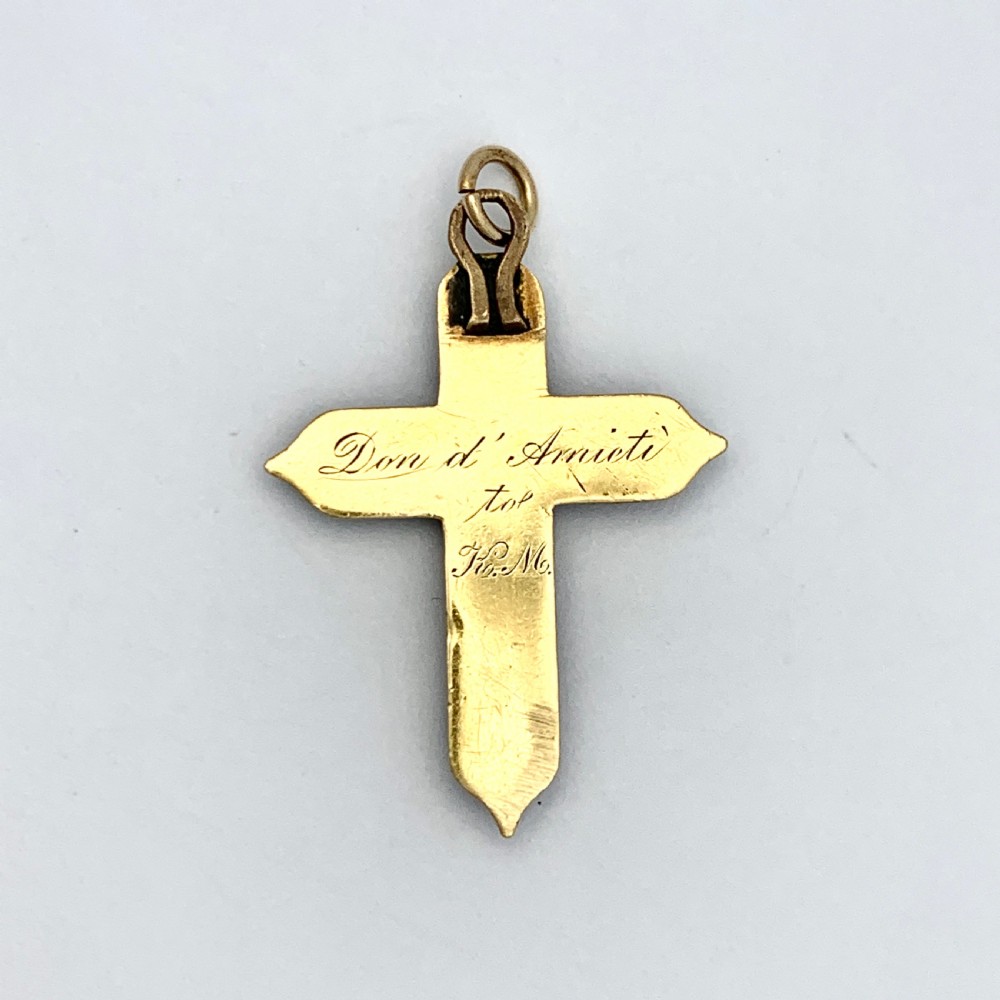 Victorian 9CT Gold Enamel and Pearl Cross Pendant View III