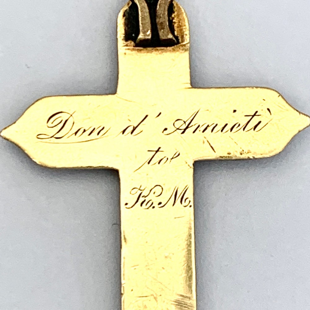 Victorian 9CT Gold Enamel and Pearl Cross Pendant View V
