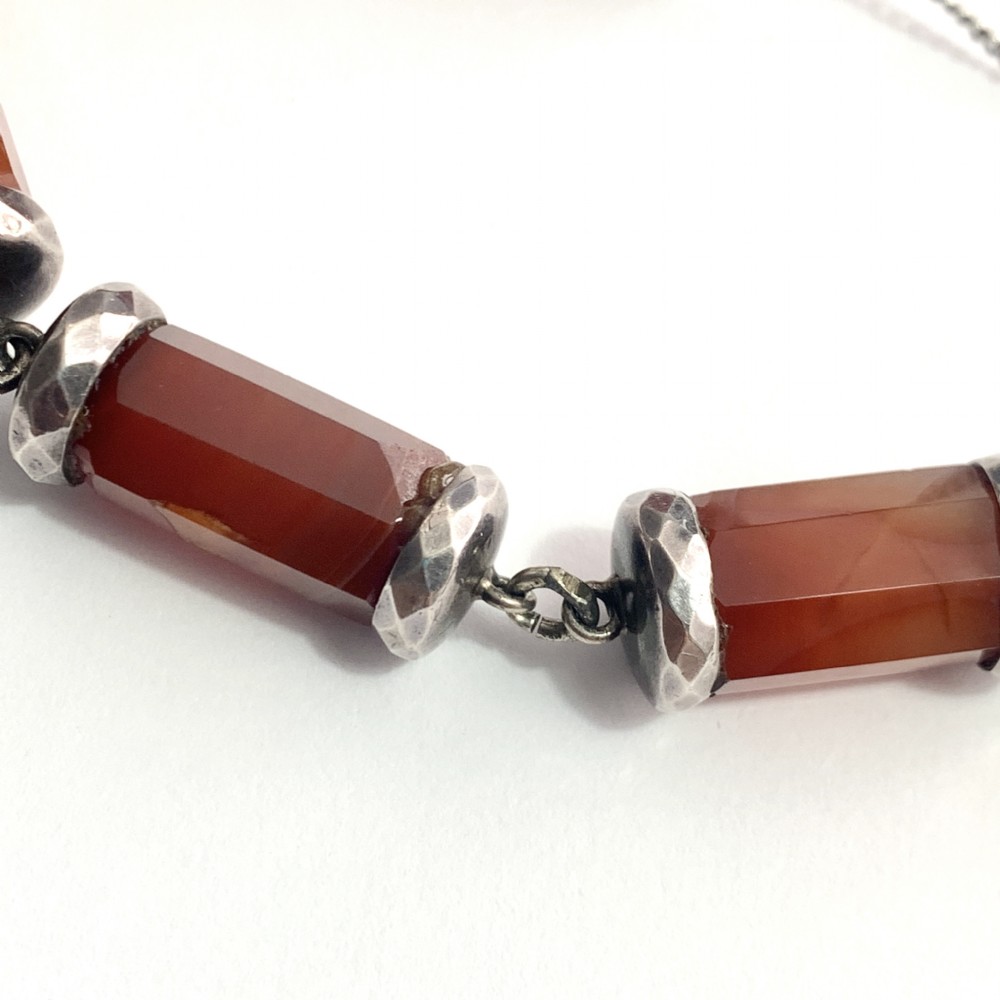 Victorian Scottish Red Agate Silver Padlock Bracelet View VIII