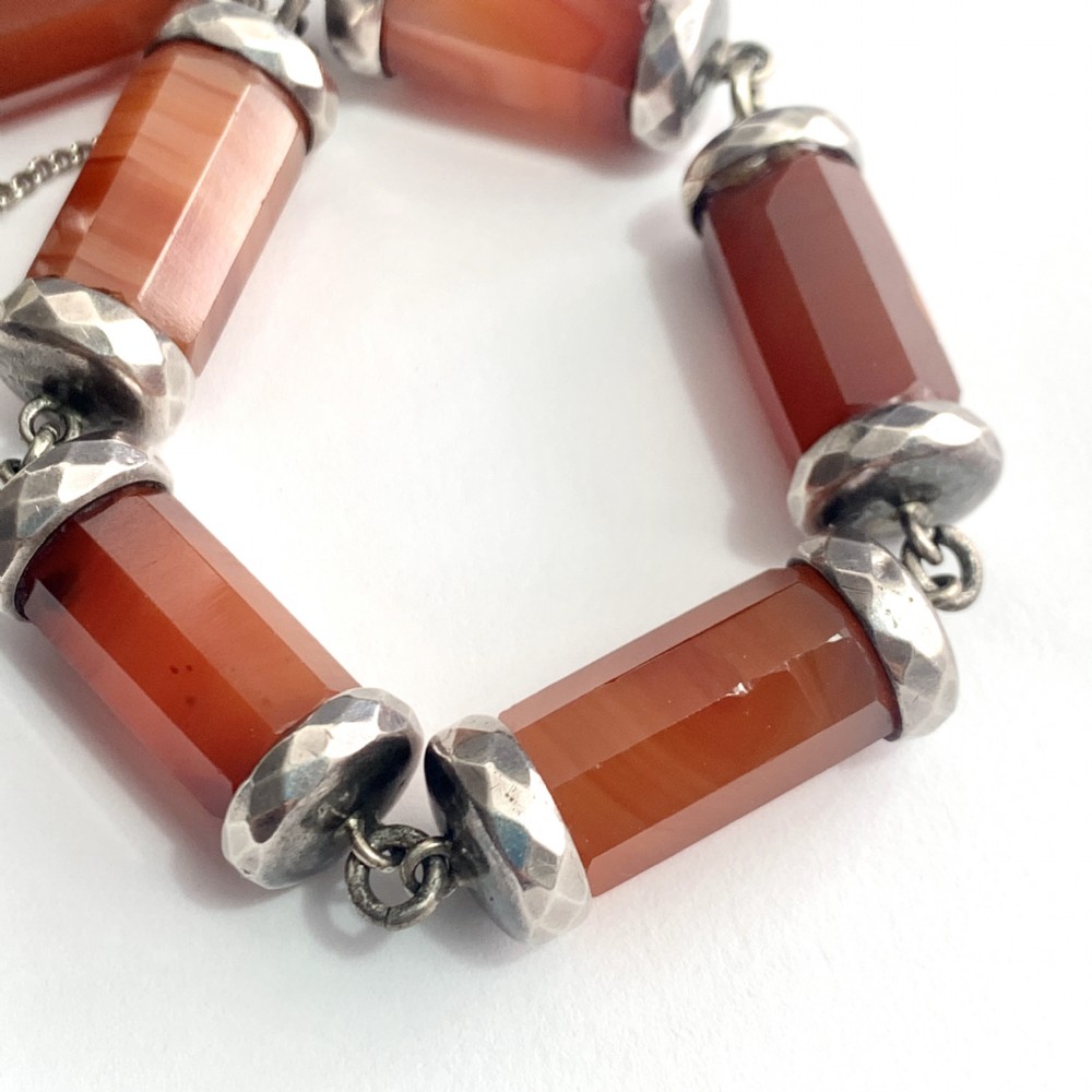 Victorian Scottish Red Agate Silver Padlock Bracelet View IX