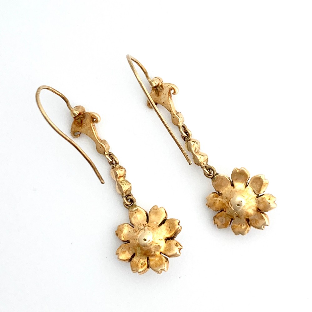 Victorian Pearl Flower Cluster Drop Earrings View IV