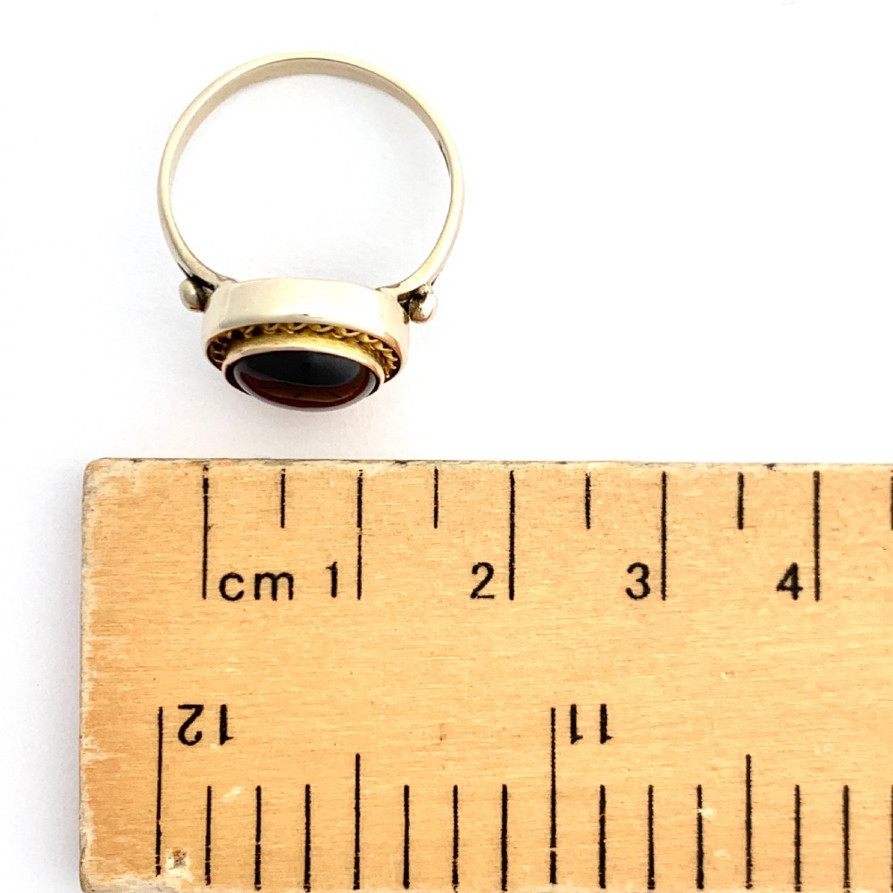 Victorian 9CT Gold Garnet Carbuncle Ring View II