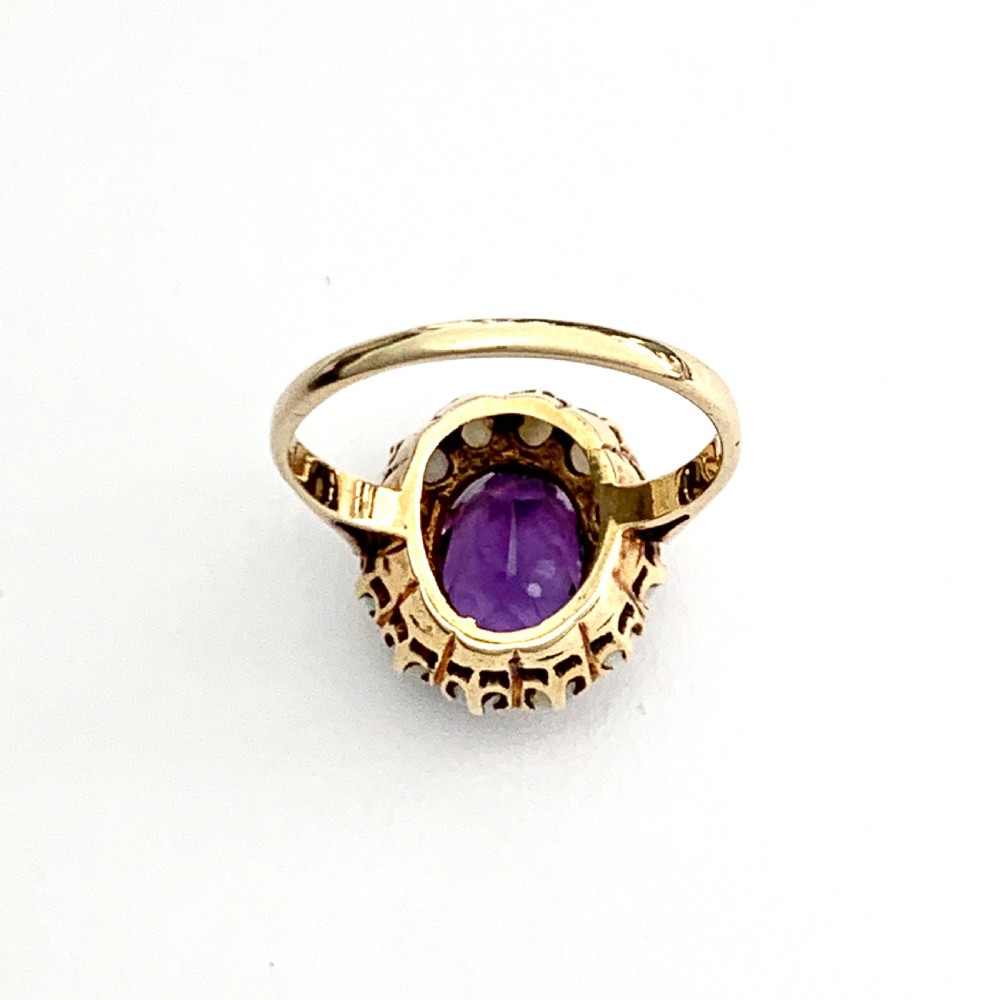 Antique Opal and Amethyst 9CT Gold Halo Ring View III