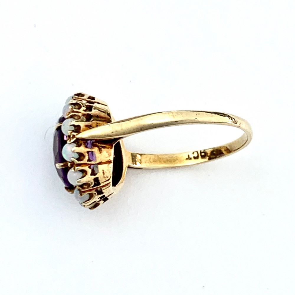 Antique Opal and Amethyst 9CT Gold Halo Ring View VI