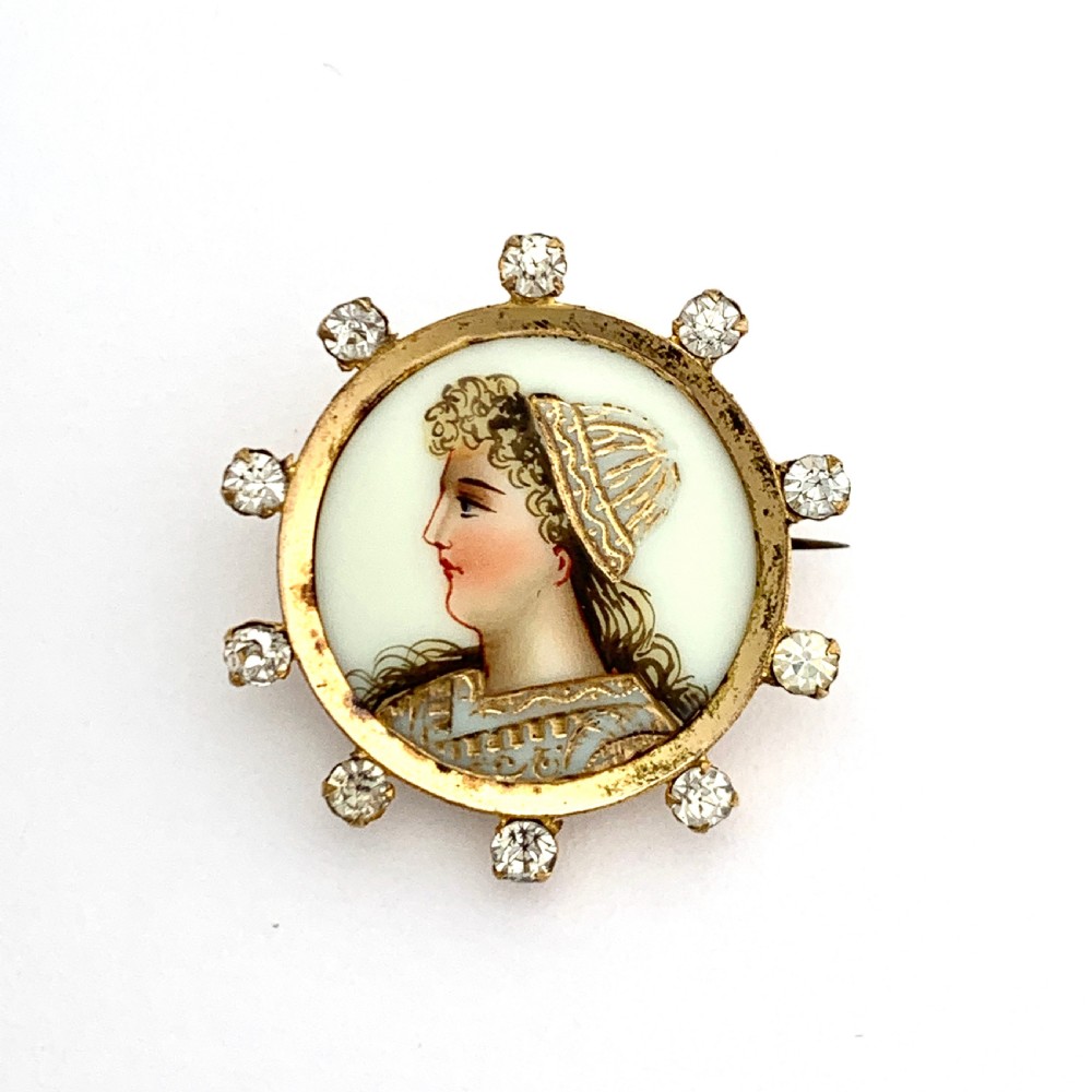 Antique French Handpainted Paste Limoges Brooch