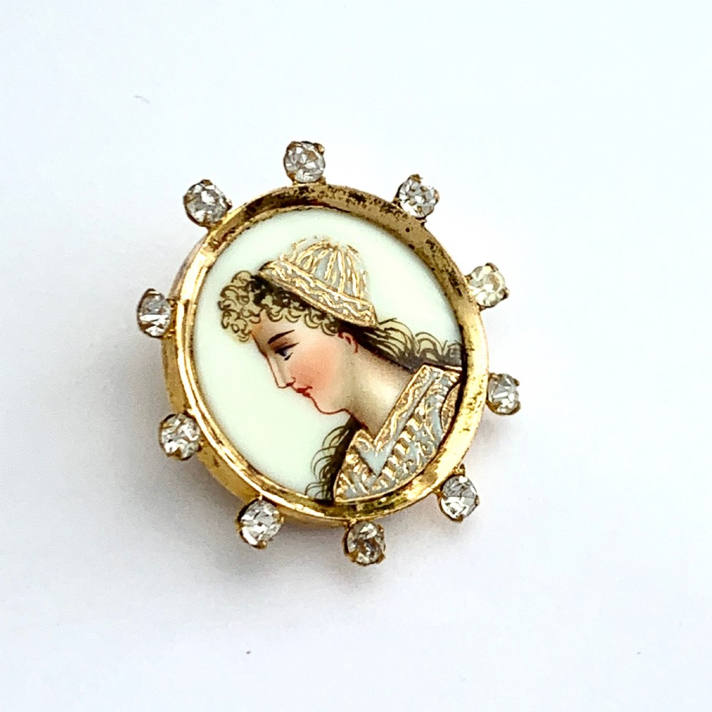 Antique French Handpainted Paste Limoges Brooch View IV