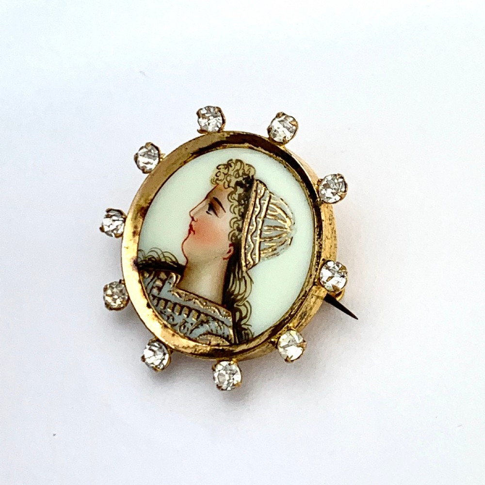Antique French Handpainted Paste Limoges Brooch View V