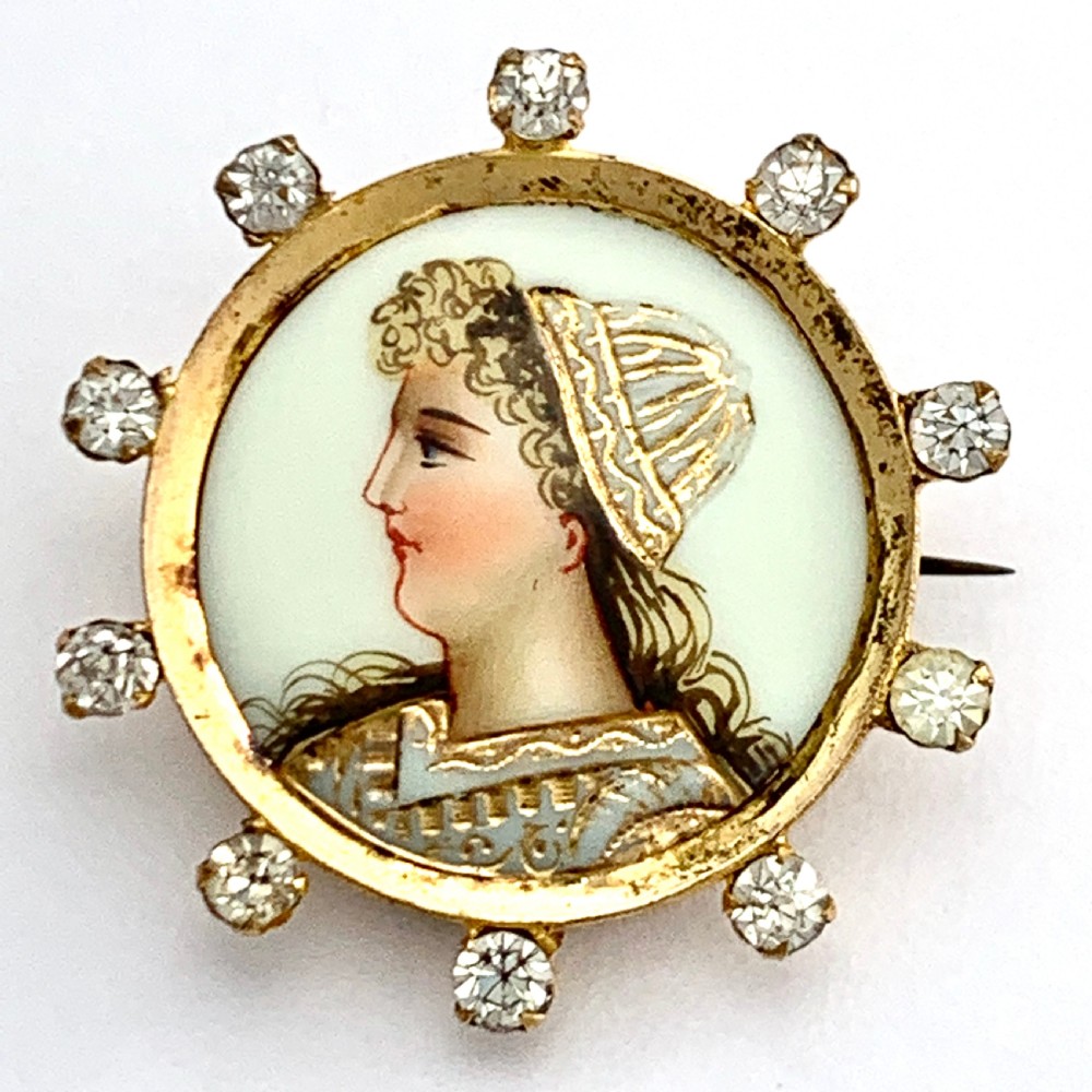 Antique French Handpainted Paste Limoges Brooch View VII