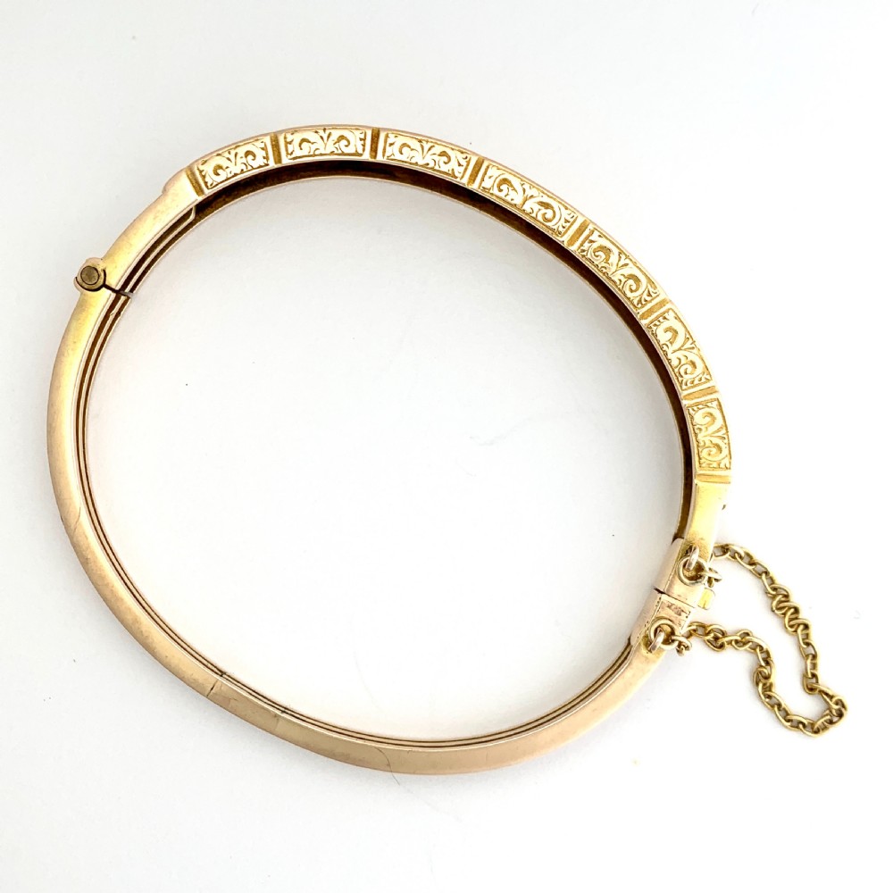 Victorian Sapphire and Diamond 15CT Rosy Gold Hinged Bangle View III