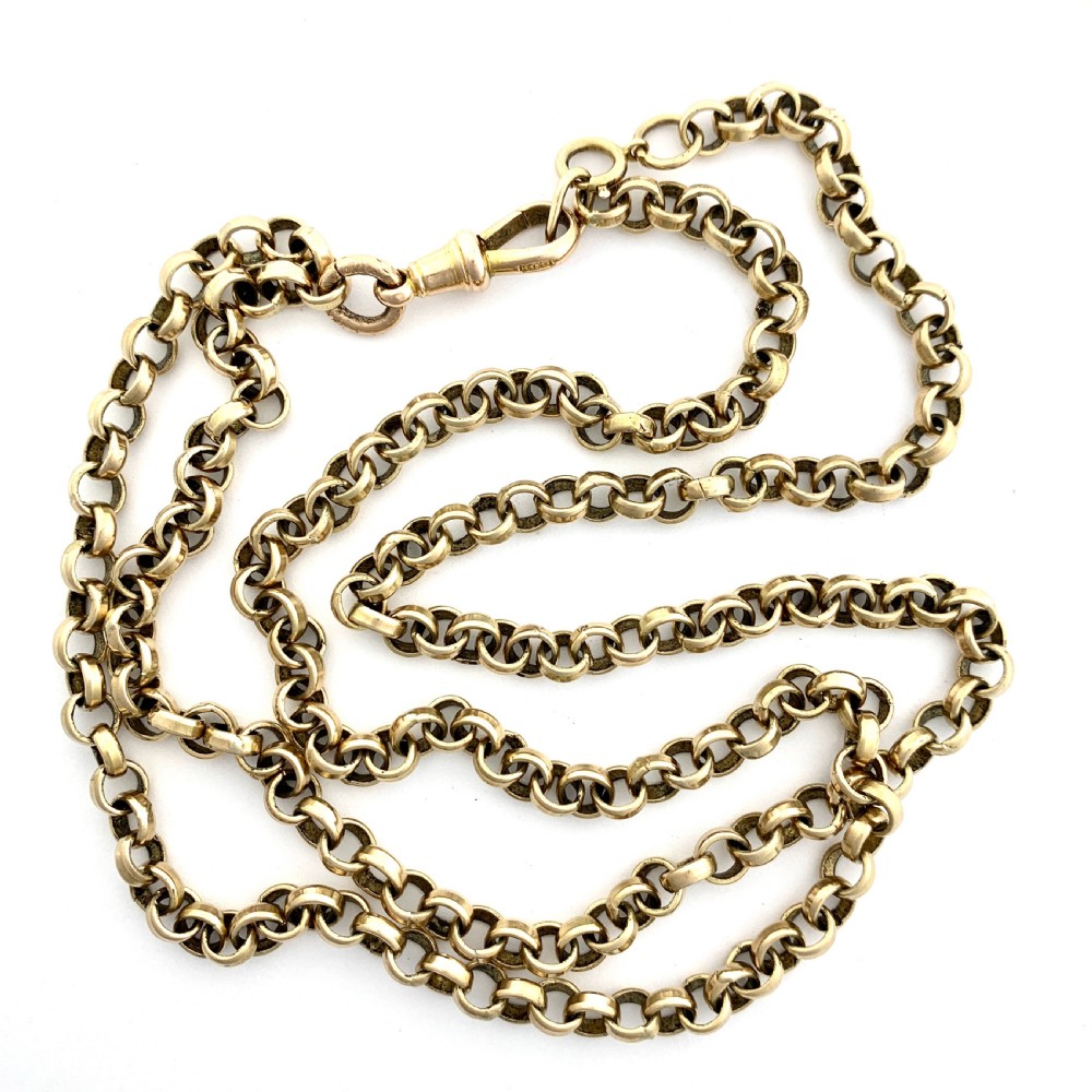Very Long Victorian 9CT Gold Sautoir Chain with Dog Clip