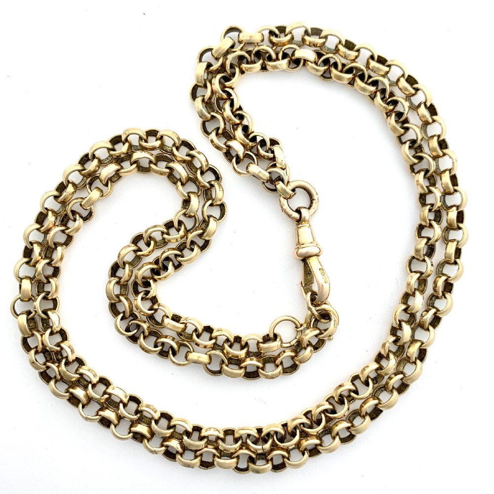 Very Long Victorian 9CT Gold Sautoir Chain with Dog Clip View II