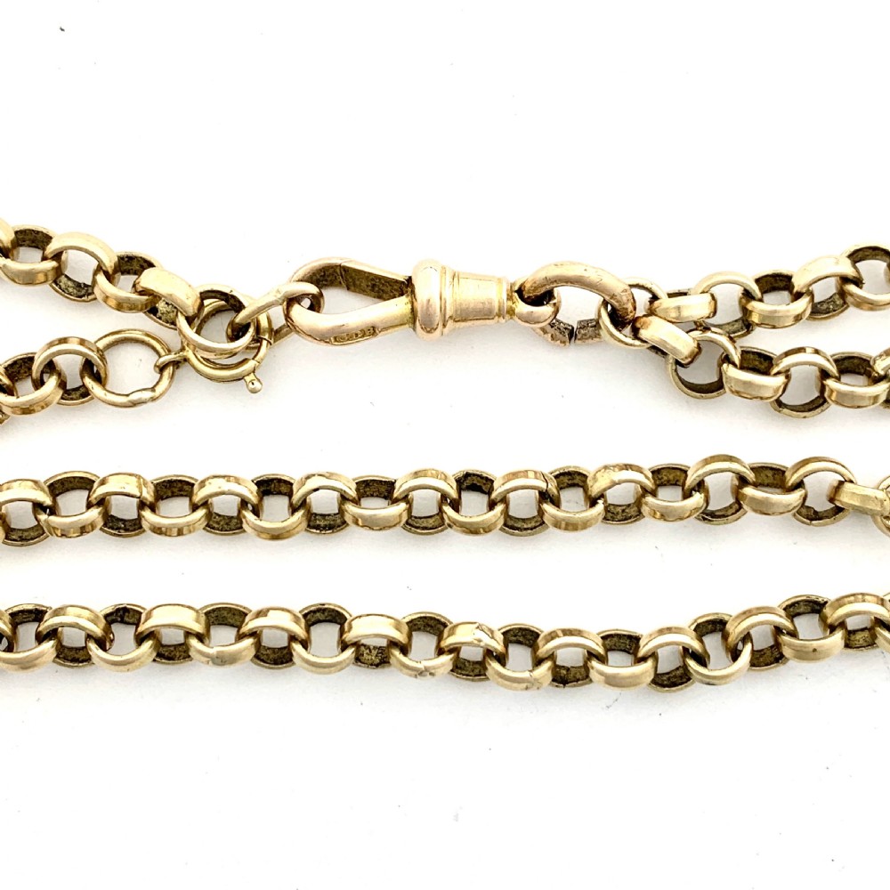 Very Long Victorian 9CT Gold Sautoir Chain with Dog Clip View IV