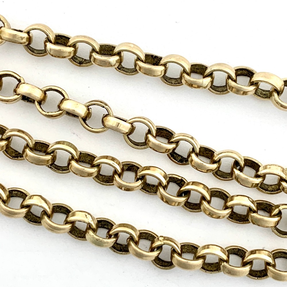 Very Long Victorian 9CT Gold Sautoir Chain with Dog Clip View VI