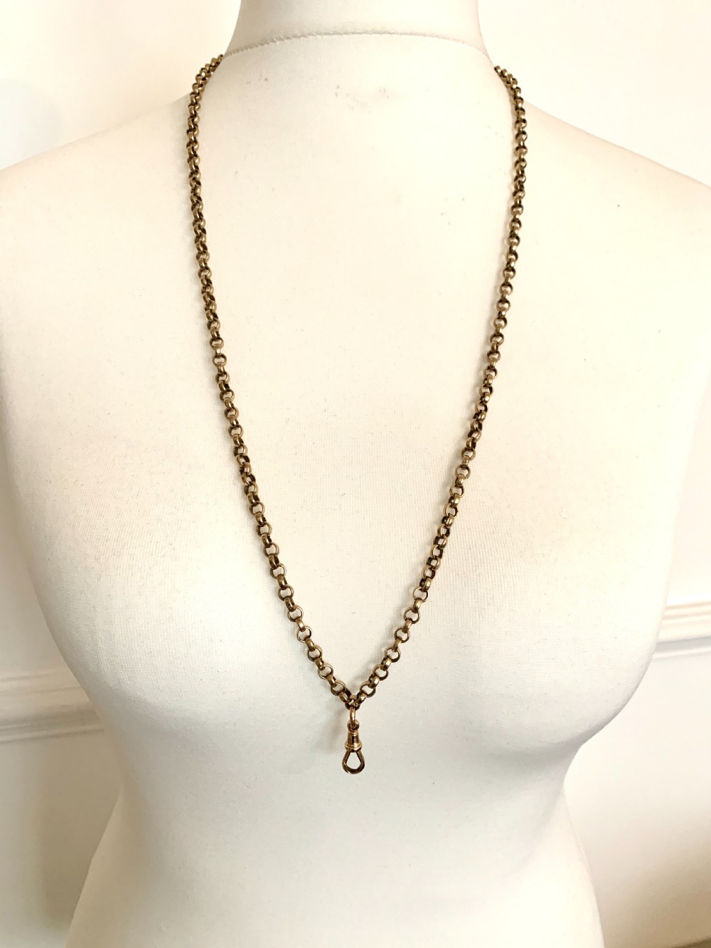 Very Long Victorian 9CT Gold Sautoir Chain with Dog Clip View VIII