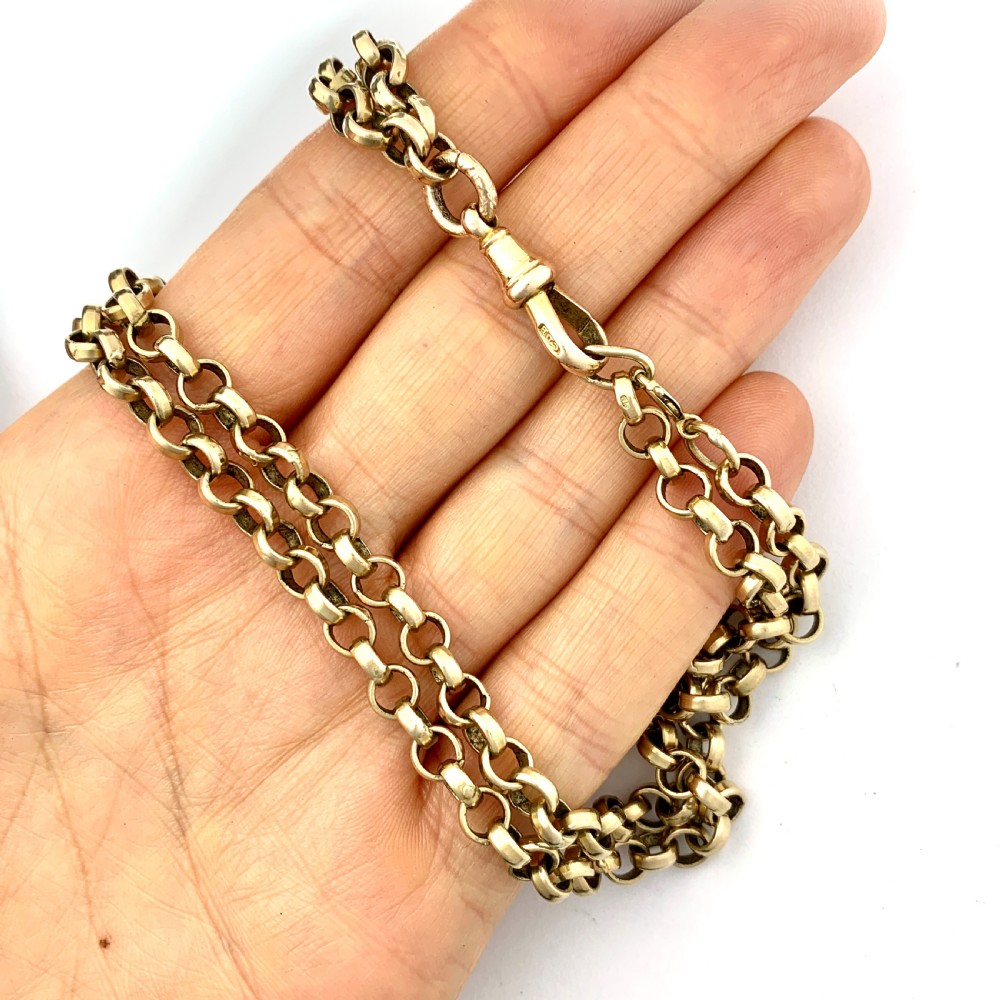 Very Long Victorian 9CT Gold Sautoir Chain with Dog Clip View IX